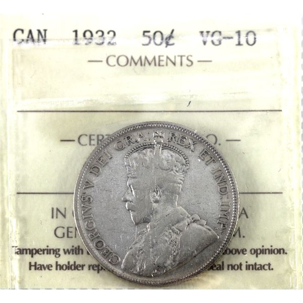 50-cent 1932 ICCS VG10 *Key Date*