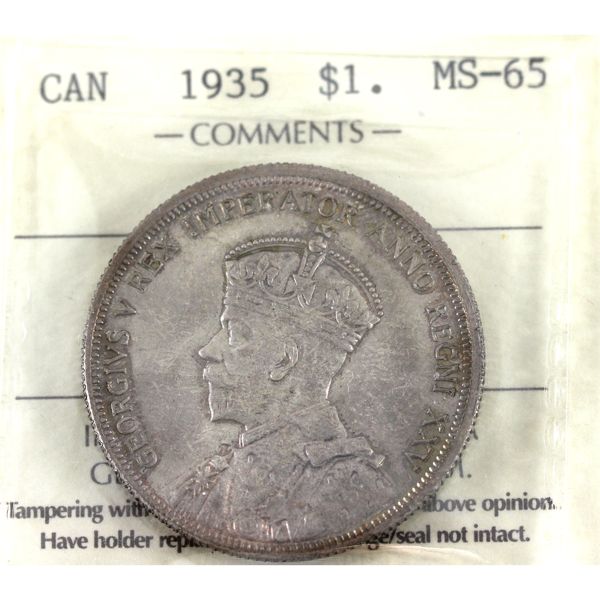 Silver $1 1935 ICCS MS65