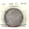 Image 1 : Silver $1 1935 ICCS MS65
