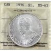 Image 1 : Silver $1 1936 ICCS MS63
