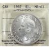 Image 1 : Silver $1 1937 ICCS MS63