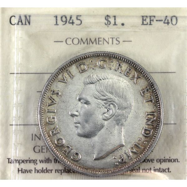 Silver $1 1945 ICCS EF40