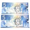 Image 1 : RADAR's BC-62b-N1-iii 2005 $5 J-D Consecutive 3Digit RADARs HOV0747470 & 8470 UNC or +. 2pcs