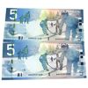 Image 2 : RADAR's BC-67a & BC-67b-i 2006 $5 Matching 4 Digit Radar's AOR0501050 & HAE0501050 UNC or +. 2pcs