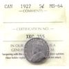 Image 2 : 5-cent 1927 ICCS MS64