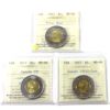 Image 1 : $2 2017 Polar Bear & 2x Canada 150 (Colour & Non-Colour) ICCS MS66. 3pcs. 