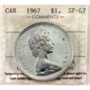 Image 1 : Silver $1 1967 ICCS SP67 Cameo