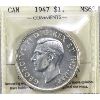 Image 1 : Silver $1 1947 Blunt 7 ICCS MS63