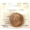 Image 1 : Error! 1914 Gold $10 Planchet Flaw ICCS MS63 (View Image for Spectacular Error)