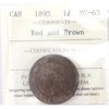 Image 1 : 1-cent 1895 ICCS MS63 Red & Brown