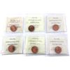 Image 2 : 1-cent 1947, 1947 Maple Leaf Pointed 7, 1949 A Off Denticle, 1950, 1951, 1952 ICCS MS64 Red. 6pcs.