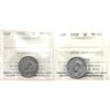Image 1 : 5-cent 1937 & 1938 ICCS MS62. 2pcs.