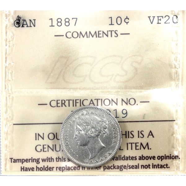 10-cent 1887 ICCS VF20