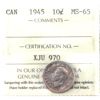 Image 1 : 10-cent 1945 ICCS MS65