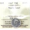 Image 1 : 10-cent 1947 Maple Leaf ICCS MS65