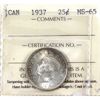 Image 1 : 25-cent 1937 ICCS MS65. Frosted white surfaces lightly accented with light rose tones