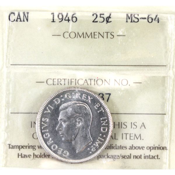 25-cent 1946 ICCS MS64