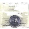 Image 1 : TT-25.6B Test Token 1965 25-cent ICCS MS60. Struck in Nickle with Reeded Edge *RARE TYPE!*