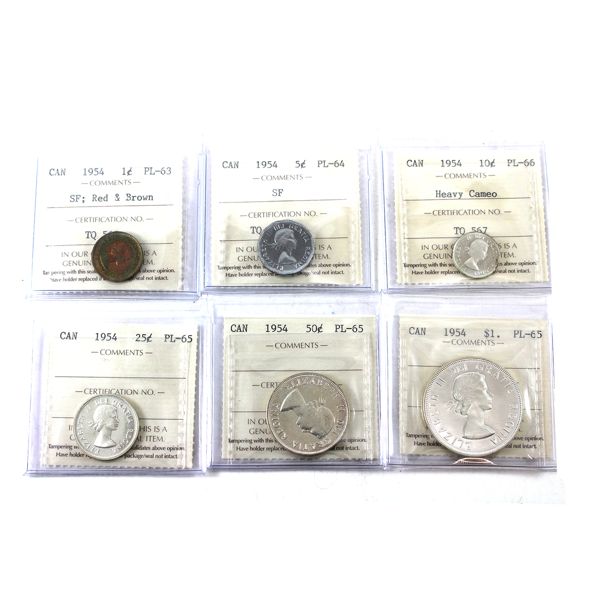 1954 Proof-Like Set ICCS PL63 to PL66. 6pcs.