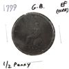Image 1 : Great Britain 1799 George III 1/2 Penny Extra Fine (corr)
