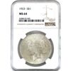 Image 1 : USA Silver 1923 Peace Dollar NGC MS64