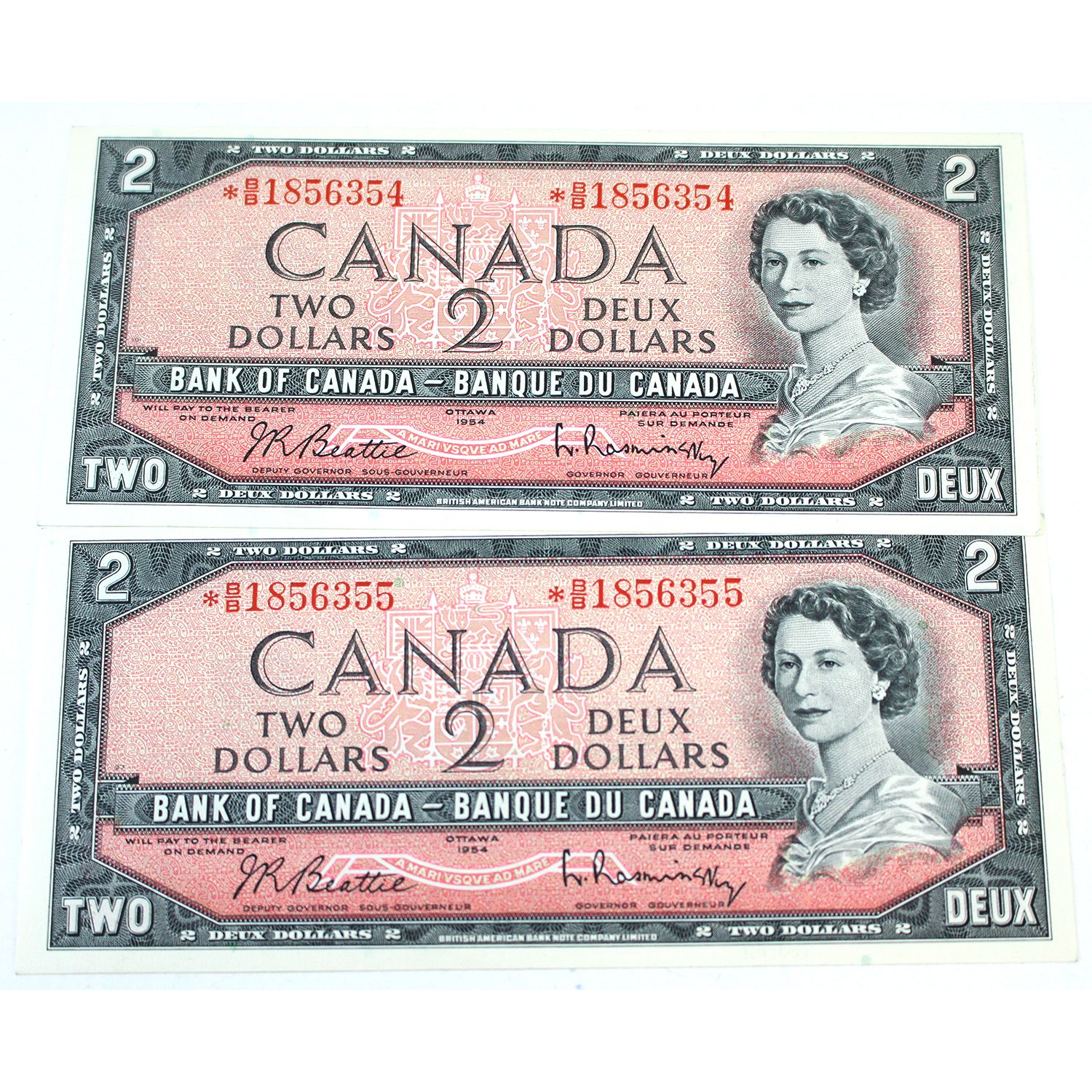 Pair of BC-38bA 1954 Replacement $2 Consecutive Serial Number Notes *B ...