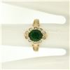 Image 4 : Vintage 14k Yellow Gold 1.15 ctw Green Tourmaline Solitaire & Diamond Halo Ring