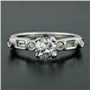 Image 2 : Vintage 18k White Gold 1.27 ctw Round & Baguette Diamond Solitaire Engagement Ri