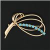 Image 2 : Vintage 14k Rose Gold Natural Blue Turquoise Double Ribbon Swirl Brooch Pin