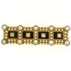 Image 2 : Antique Victorian 15k Yellow Gold Old Mine Cut Diamond Seed Pearl & Onyx Bar Pin