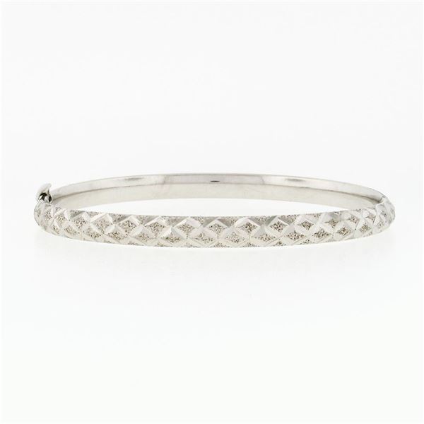 Vintage 14K Gold Diamond Cut Textured Faceted 6.5" Open Slip On Bangle Bracelet