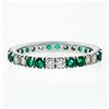 Image 7 : 14K White Gold 1.40 ctw Round Shared Prong Diamond & Emerald Eternity Band Ring
