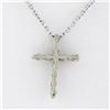 Image 4 : Petite 14k White Gold 0.13 ctw Shared Prong Round Brilliant Diamond Cross Pendan