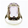 Image 5 : Antique Art Deco 14k White Gold Faceted Purple Stone Etched Filigree Dinner Ring