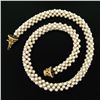 Image 4 : Vintage Multi Strand 4 to 4.5mm Barrel Pearl Necklace 14K Yellow Gold Clasp