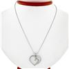 Image 1 : 14K White Gold 0.50 ctw Double Diamond Open Heart Swirl Pendant & 20" Cable Chai