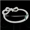 Image 2 : Antique Art Deco Platinum European Marquise Diamond Ribbon Bow Wreath Brooch Pin