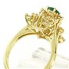 Image 6 : Estate 18k Yellow Gold 1.78 ctw Oval Emerald & Round Diamond Pyramid Cluster Rin