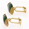 Image 4 : Vintage 14k Yellow Gold Long Marquise Shaped Jade Rope Pattern Swivel Cuff Links