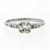 Image 4 : Antique Art Deco Platinum .65 ctw Transitional Diamond Engagement Ring w/ Accent