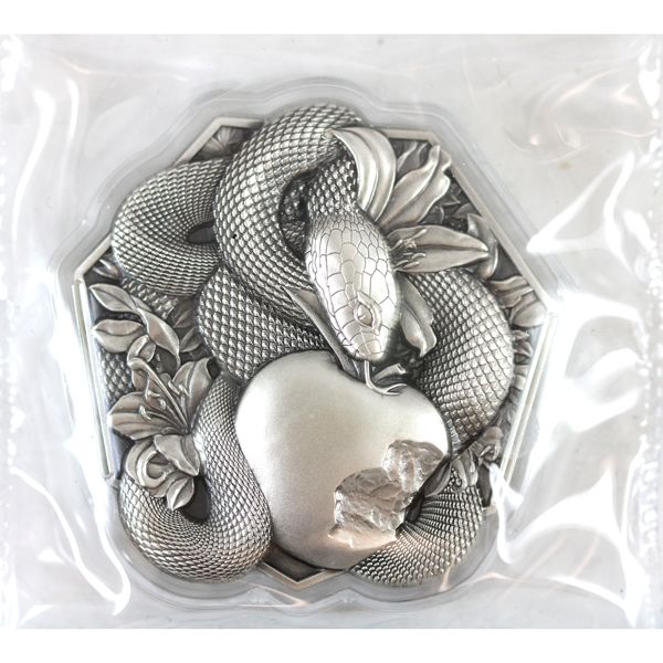 2oz South Korea 'Today Ltd.' Original Sin Serpent .999 Fine Silver Stacker, Sealed (Tax Exempt)