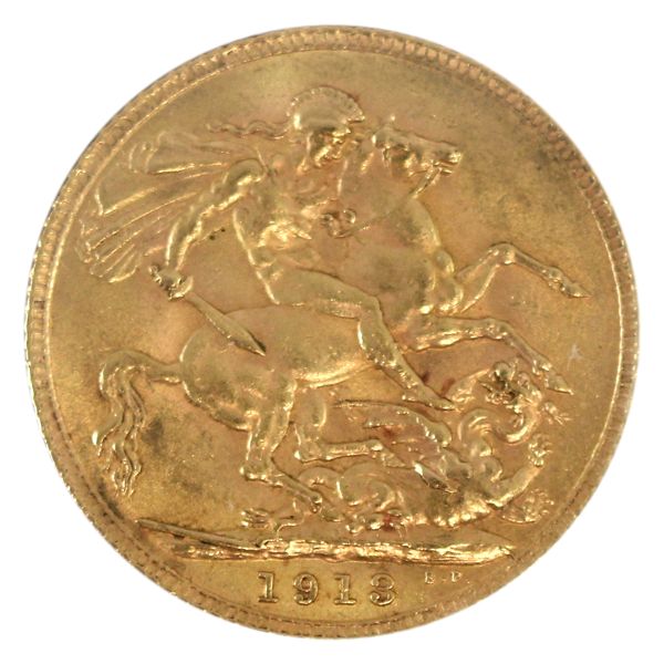 Great Britain Gold 1913 Sovereign UNC+ 