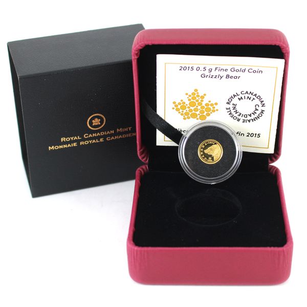 2015 25-cent Grizzly Bear Pure Gold Coin (Tax Exempt) 