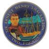 Image 1 : South Georgia and the South Sandwich Islands 2001 2 Pounds w/ Privately Issued Enamel Enhancements