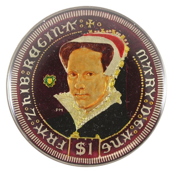 British Virgin Islands 2008 $1 w/ Privately Issued Enamel Enhancements