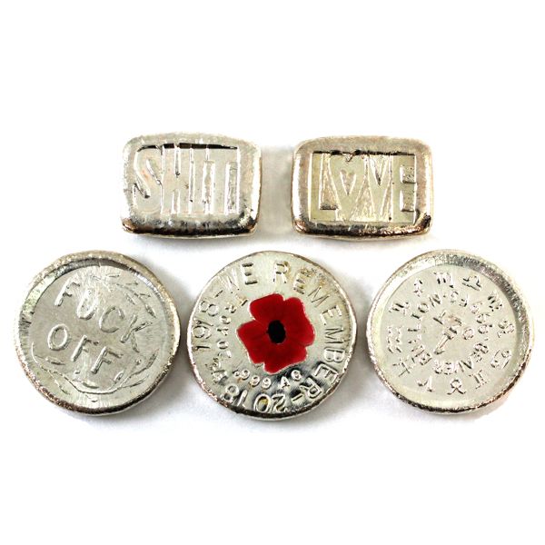 5oz Lot Total! Beaver Bullion .999 Fine 2x 1oz Bars & 3x 1oz Rounds. 5pcs. (Tax Exempt)