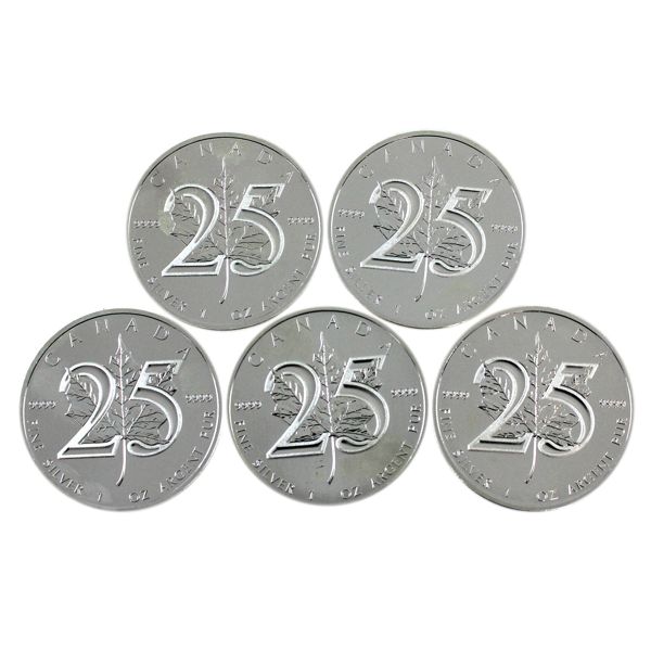 5x 1oz 2013 25th Anniversary of the SML 1oz .999 Fine Silver Coins. 5pcs (Tax Exempt)