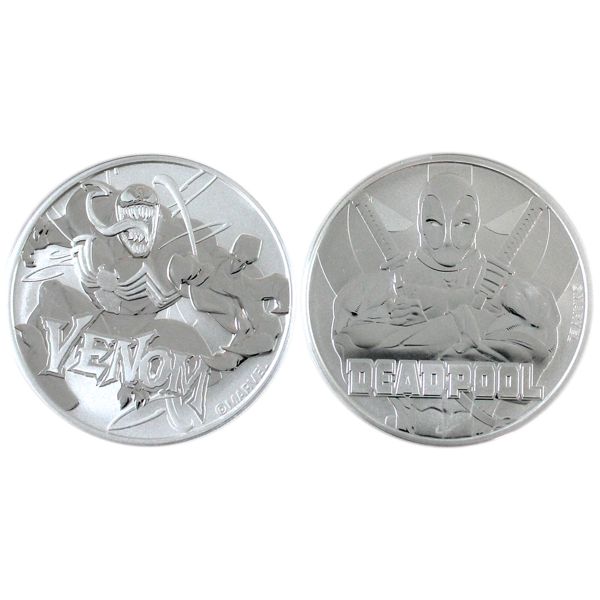 2x 1oz Tuvalu Marvel Series - 2018 Deadpool & 2020 Venom .9999 Fine Silver Coins. 2pcs. (TAX Exempt)