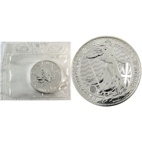 2oz Lot Total! 1oz 2006 $5 SML & 2021 Great Britain £2 Britannia .999 Silver. 2pcs. (Tax Exempt)