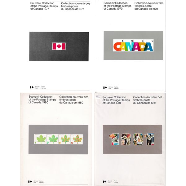 *Canada Post 1977, 1979, 1980, & 1981 Annual Souvenir Collection of Postage Stamps. 4pcs. 